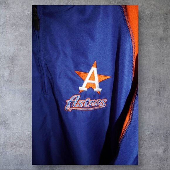 Boombah Houston Astros Pullover Jacket Adult – Blue Orange 1/4 Zip Warm-Up - Picture 3 of 15